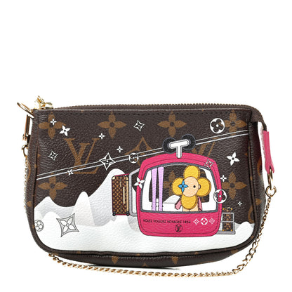 Louis Vuitton Monogram 2019 Christmas Animation Mini Courchevel Pochette Accessories Fuchsia 1 of 8