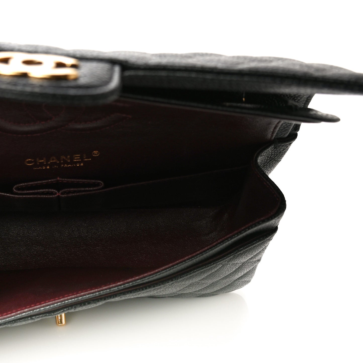 Caviar Quilted Medium Double Flap Black