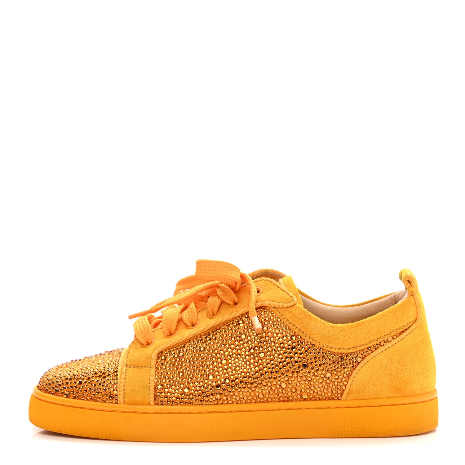 Christian Louboutin Calfskin Veau Velours Strass Louis Junior Flat Sneakers 41 Topaz 1 of 17