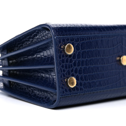 Saint Laurent Calfskin Crocodile Embossed Nano Sac De Jour Royal Blue 4 of 11