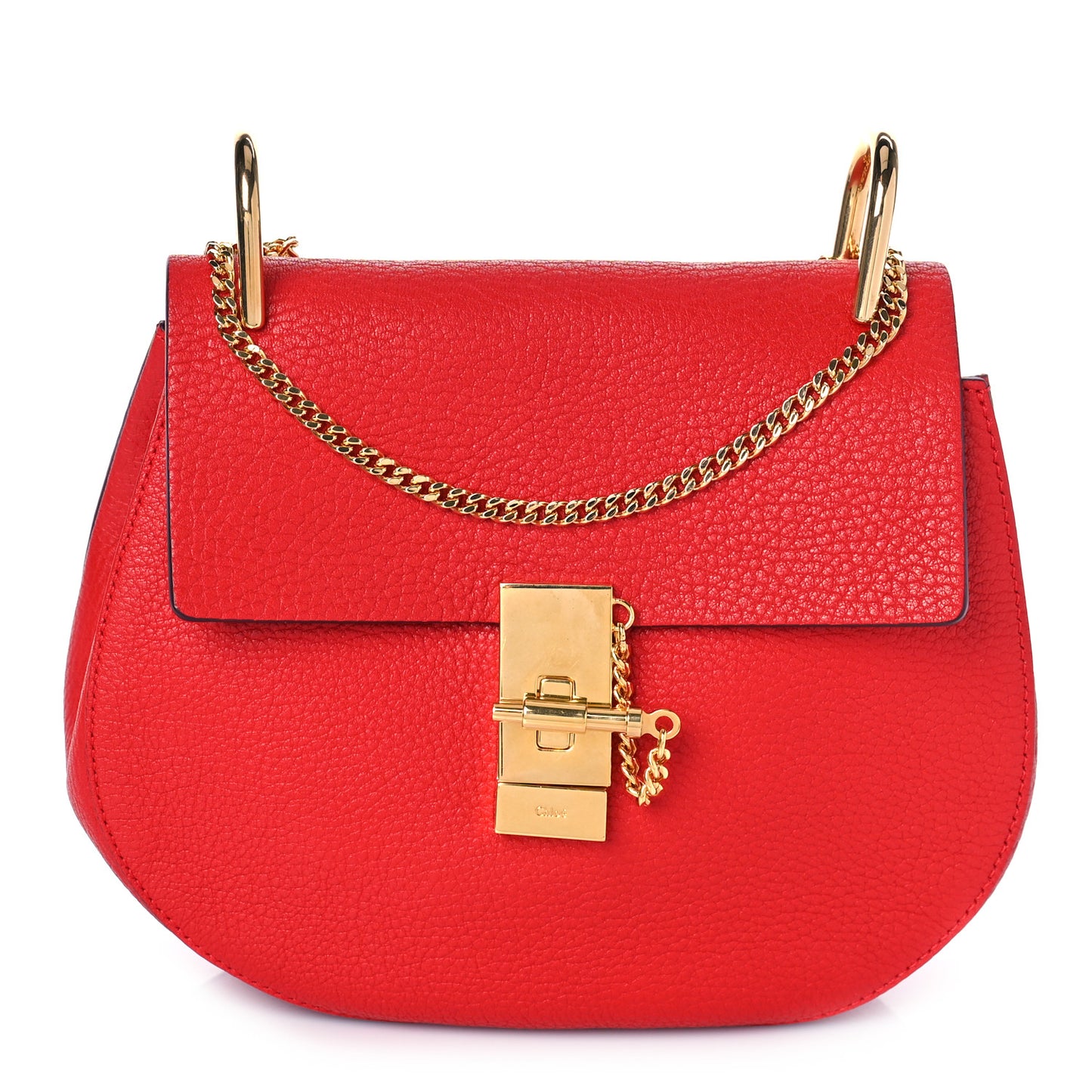 Grained Lambskin Mini Drew Shoulder Bag Plaid Red