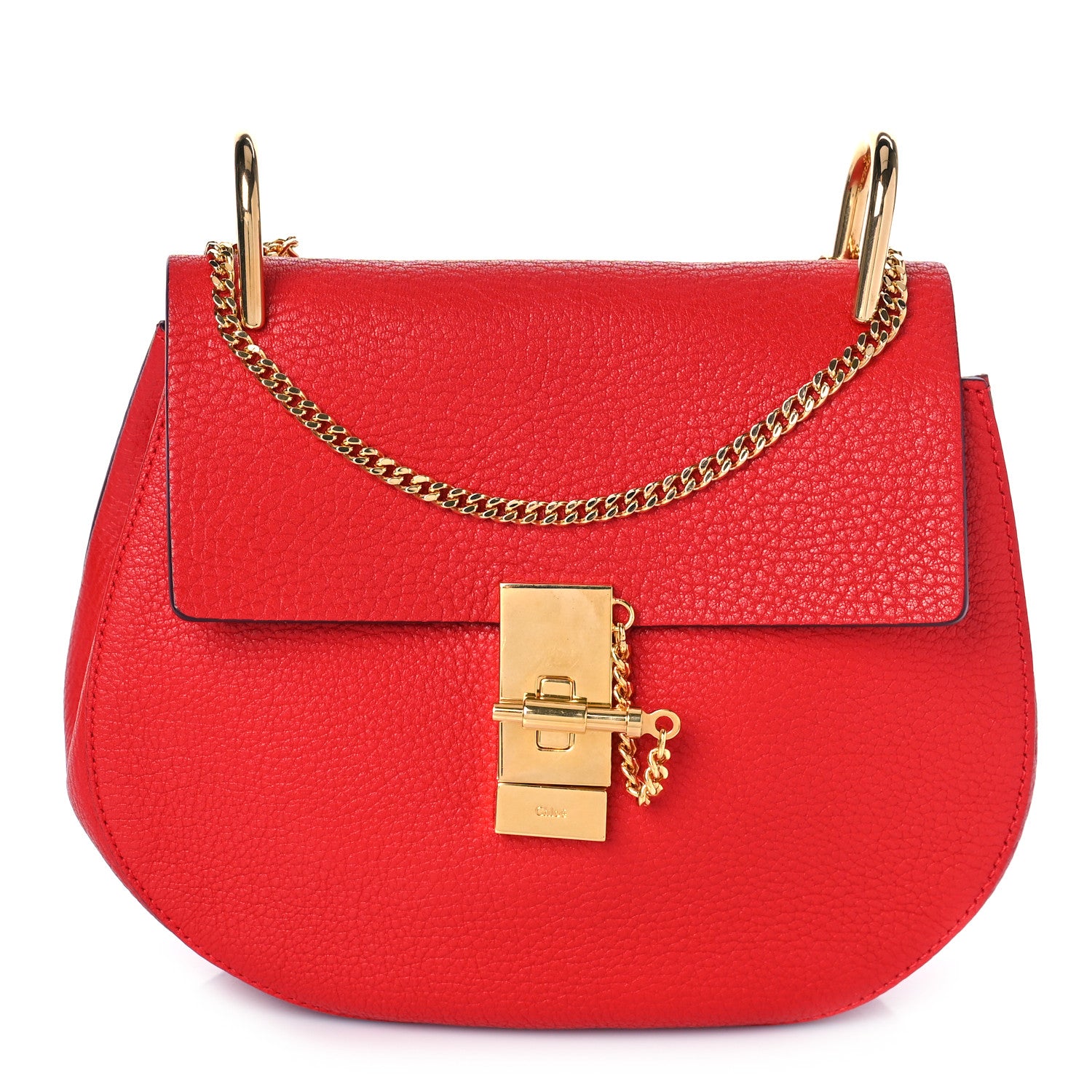 Chloe Grained Lambskin Mini Drew Shoulder Bag Plaid Red 1 of 8