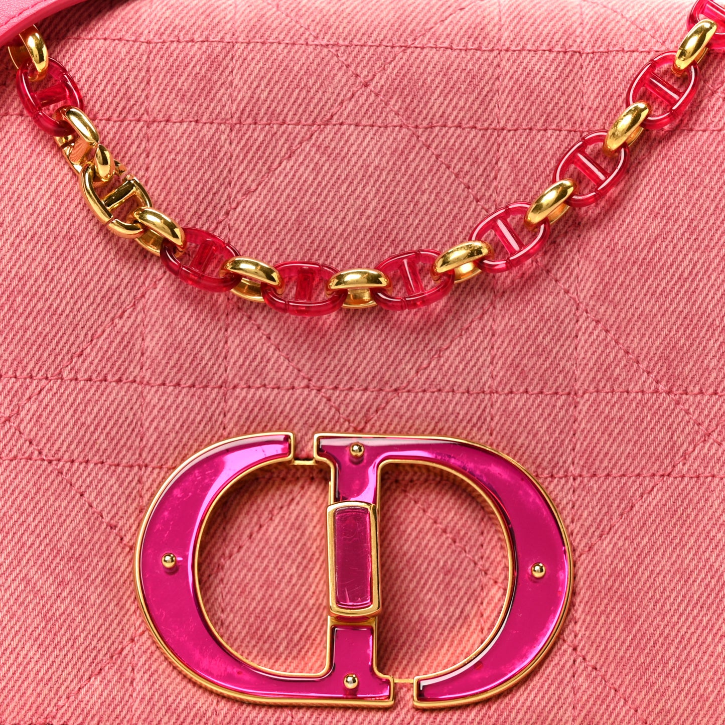 Denim Macrocannage Medium Caro Bag Fuchsia Multicolor