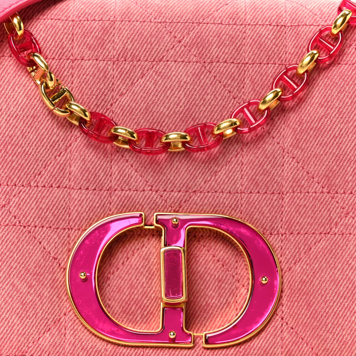 Christian Dior Denim Macrocannage Medium Caro Bag Fuchsia Multicolor 8 of 11
