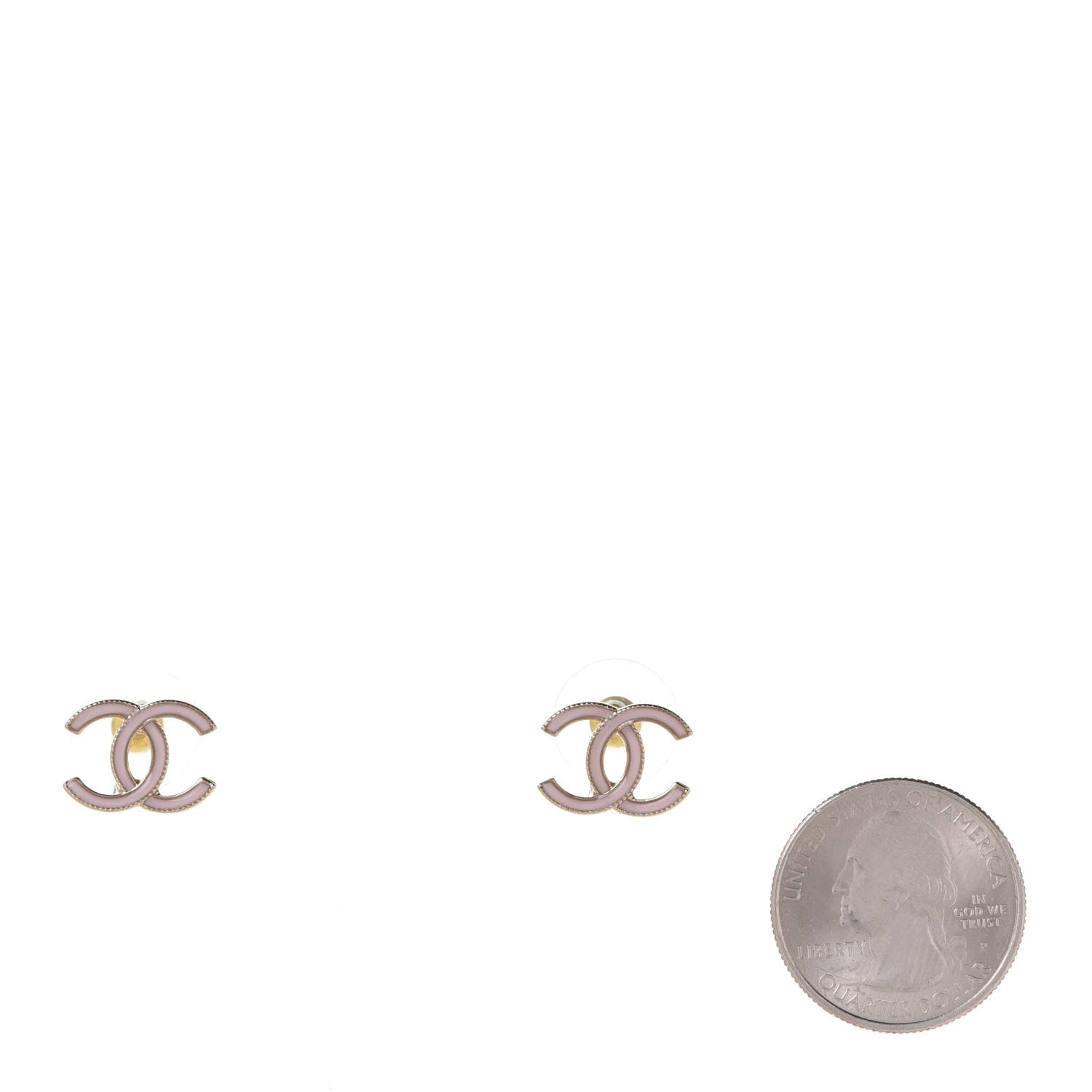 Chanel Enamel CC Earrings Pearly Pink Gold 2 of 5