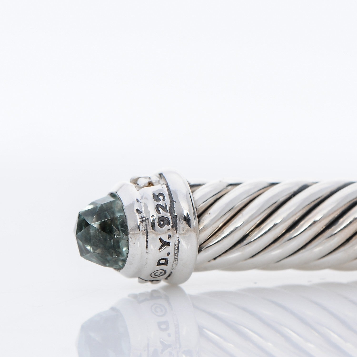 David Yurman Sterling Silver Diamond Prasiolite 5mm Cable Classics Bracelet 4 of 4