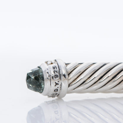 David Yurman Sterling Silver Diamond Prasiolite 5mm Cable Classics Bracelet 4 of 4