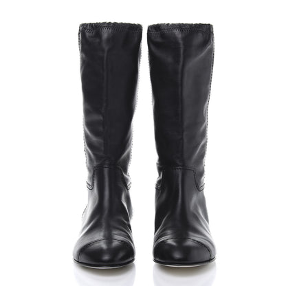 Chanel Lambskin Beaded CC Boots 37.5 Black 2 of 7