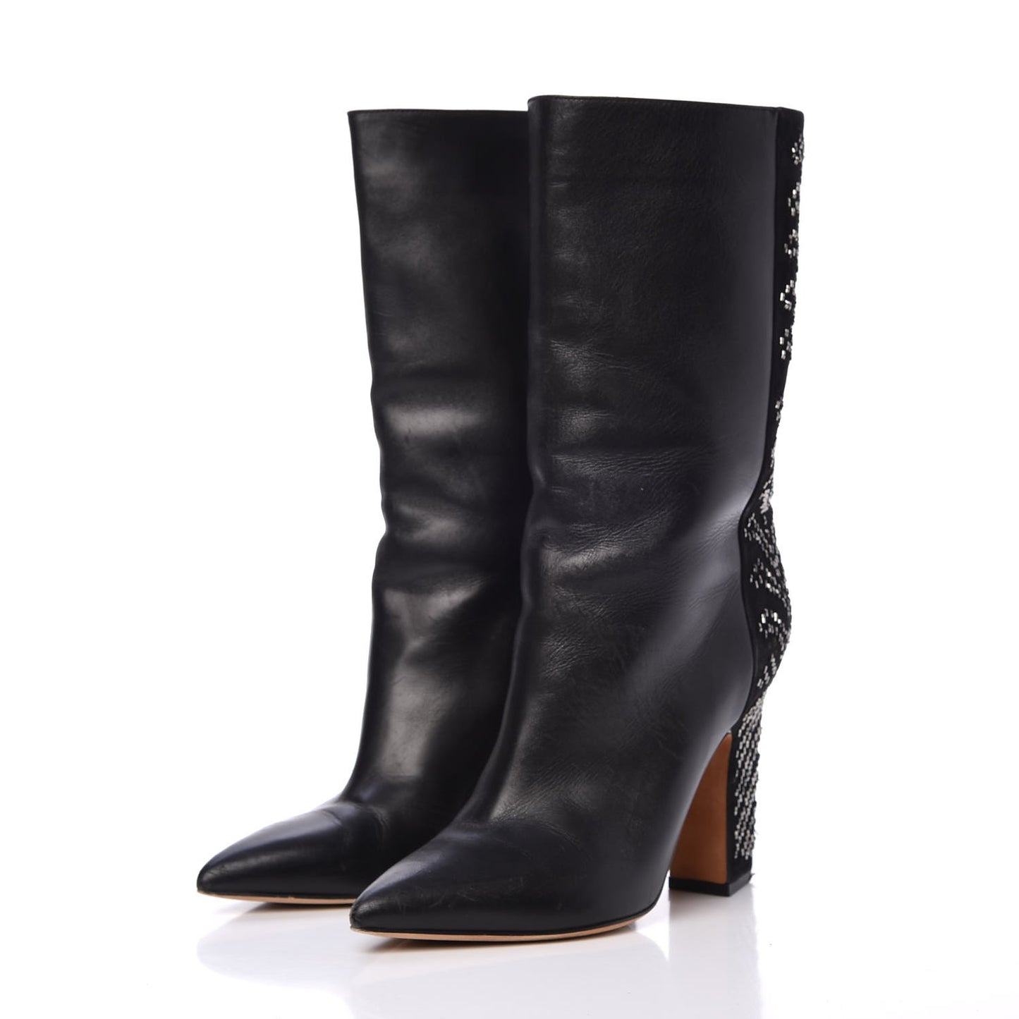 Nappa Suede Beaded Boots 38 Black