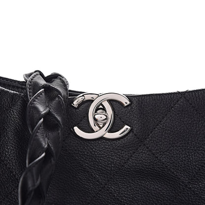 Chanel Grained Calfskin Stitched Medium Braided With Style Hobo Black 10 of 10