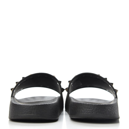 Valentino Garavani Rubber Rockstud Slide Sandals 36 Black 7 of 10