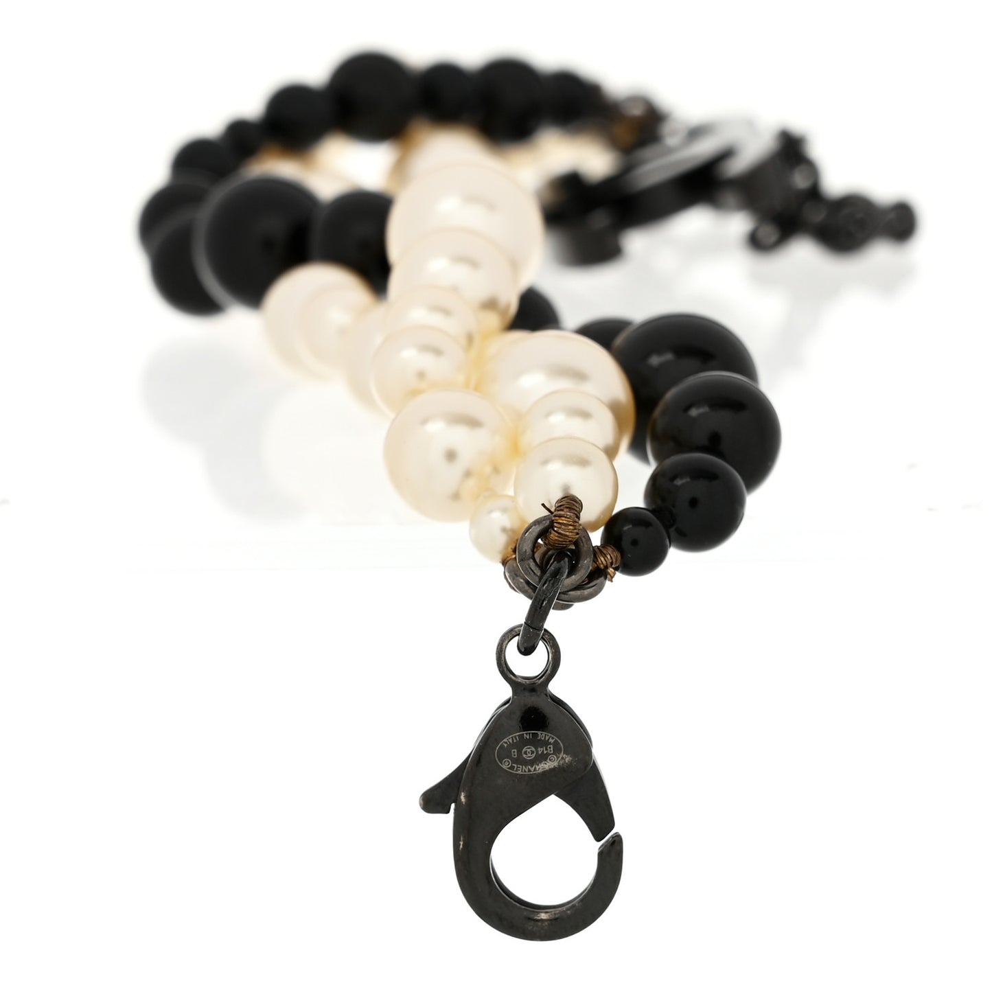 Pearl Bead CC Bracelet White Black