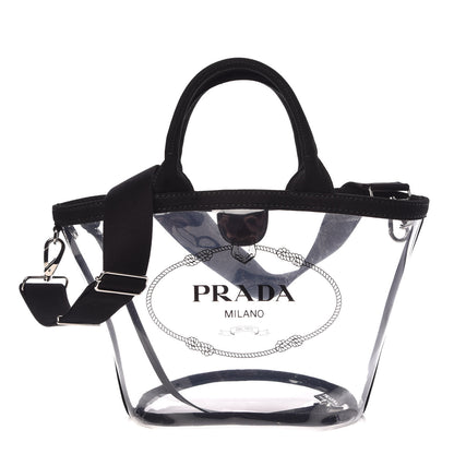Prada Plexiglass Canapa Small Shopper Tote Black 2 of 11