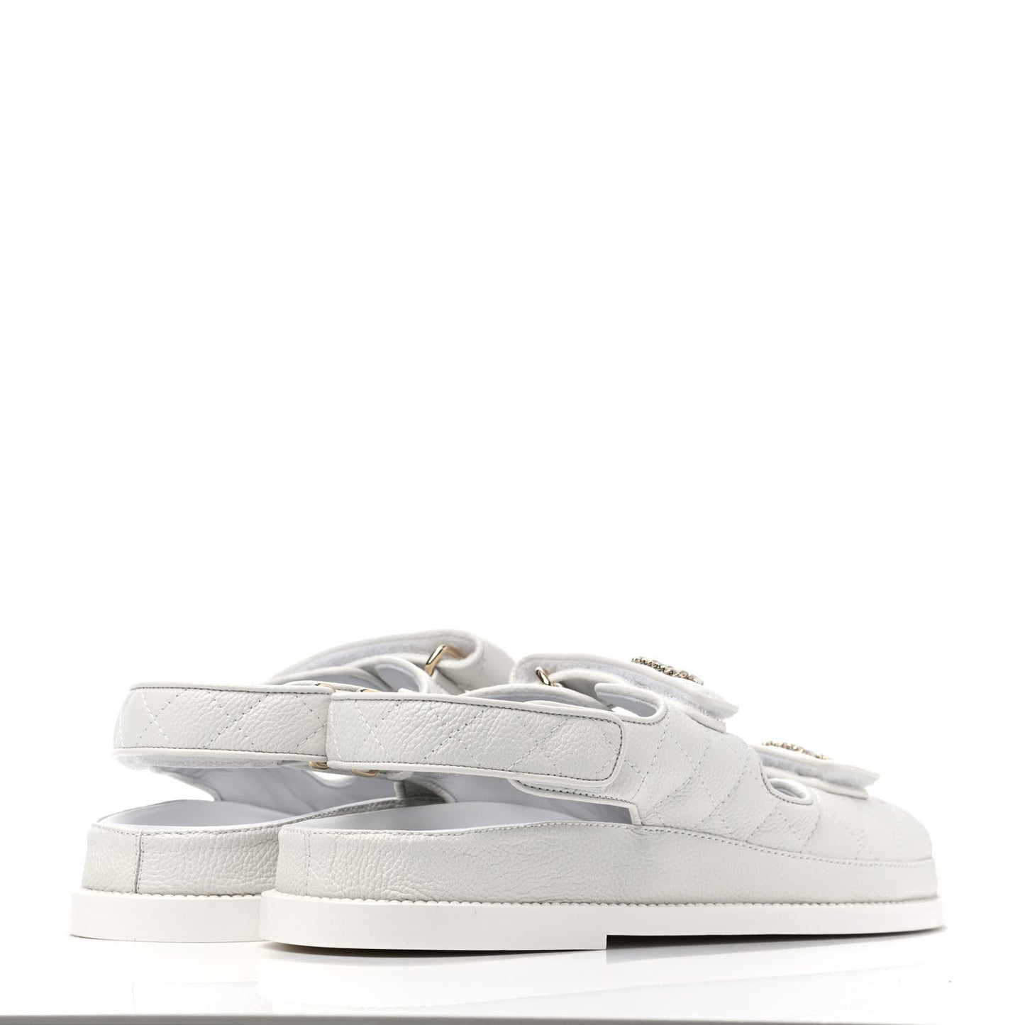 Grained Calfskin Velcro Dad Sandals 39 White