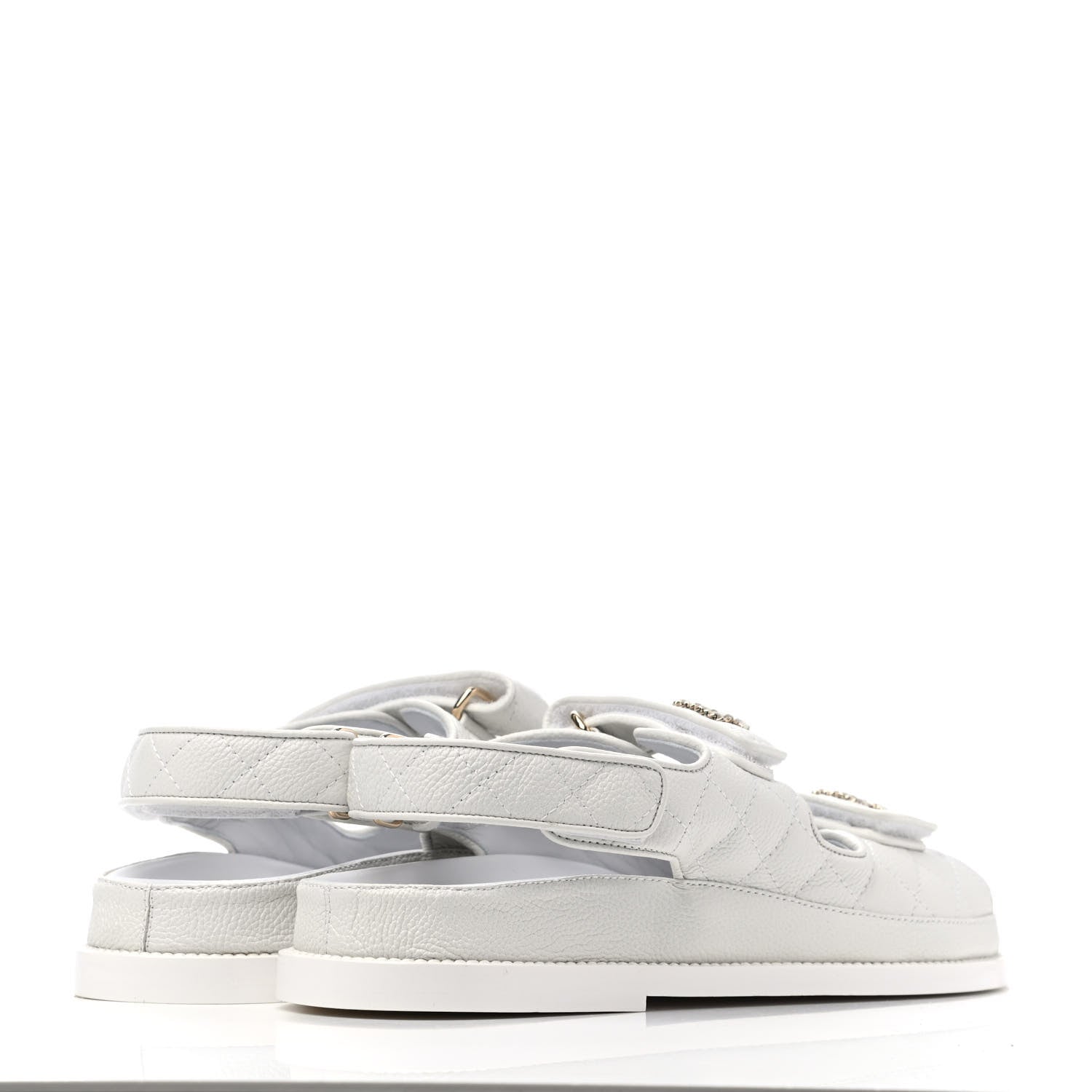Chanel Grained Calfskin Velcro Dad Sandals 39 White 3 of 4