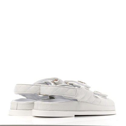 Chanel Grained Calfskin Velcro Dad Sandals 39 White 3 of 4