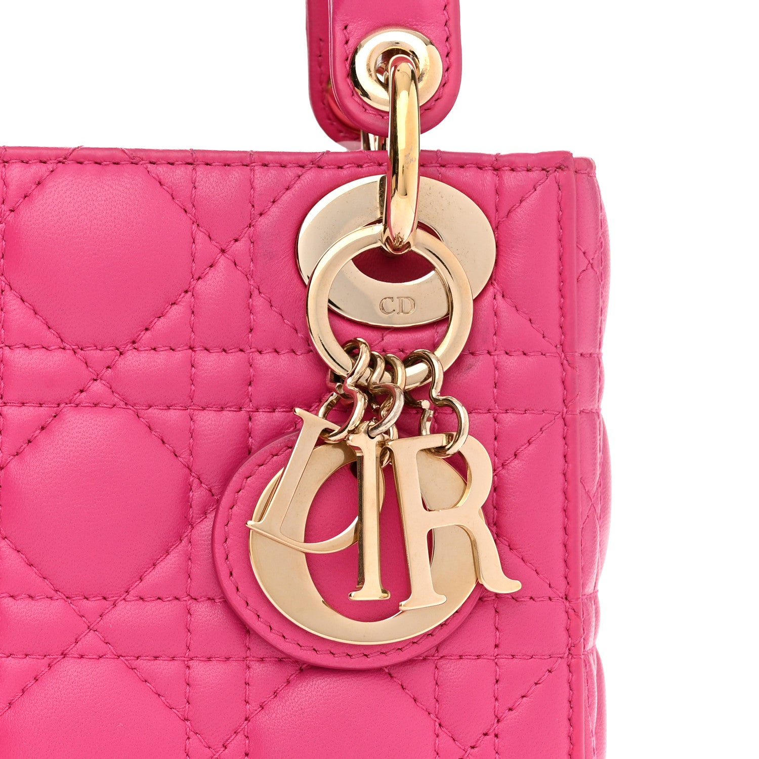 Christian Dior Lambskin Cannage Mini Lady Dior Fuchsia 7 of 10