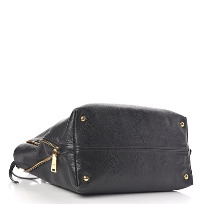 Miu Miu Goatskin Madras Zip Tote Black 4 of 22