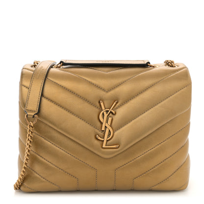 Saint Laurent Metallic Calfskin Y Quilted Small Loulou Monogram Chain Satchel Brome 1 of 11