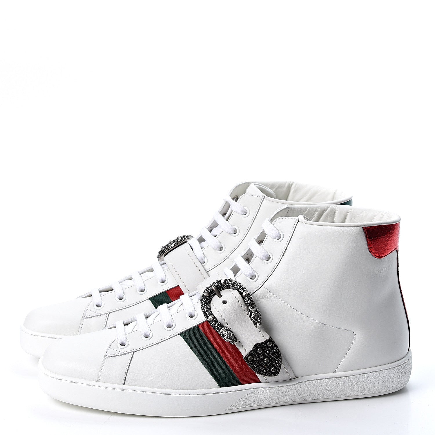 Gucci Calfskin Ayers Web Mens Dionysus High Top Sneakers 11 White 2 of 10