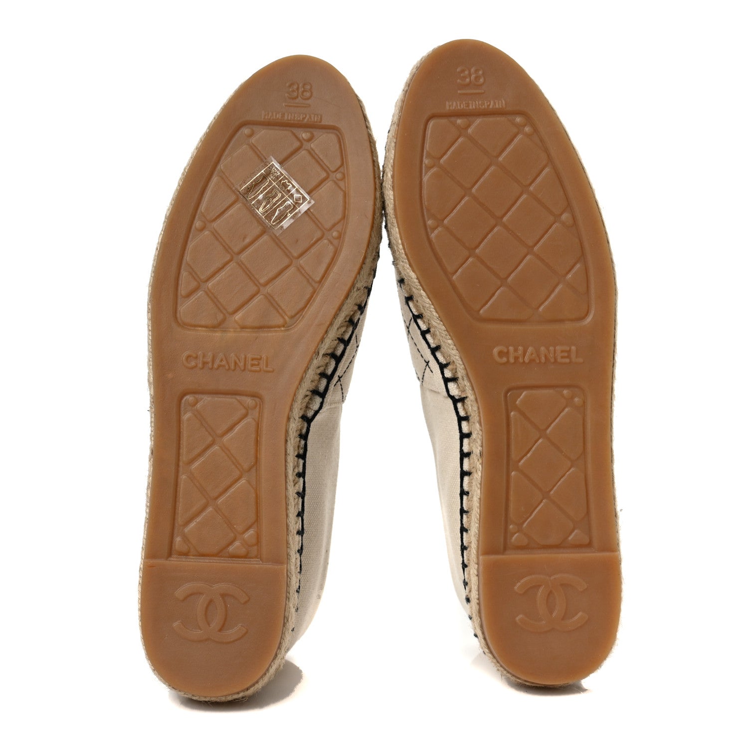 Chanel Fabric Biarritz CC Espadrilles 38 Beige Black 5 of 10