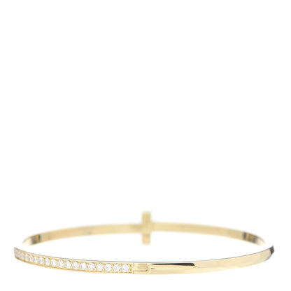 Tiffany 18K Yellow Gold Diamond Narrow T1 Hinged Bangle Bracelet 3 of 6