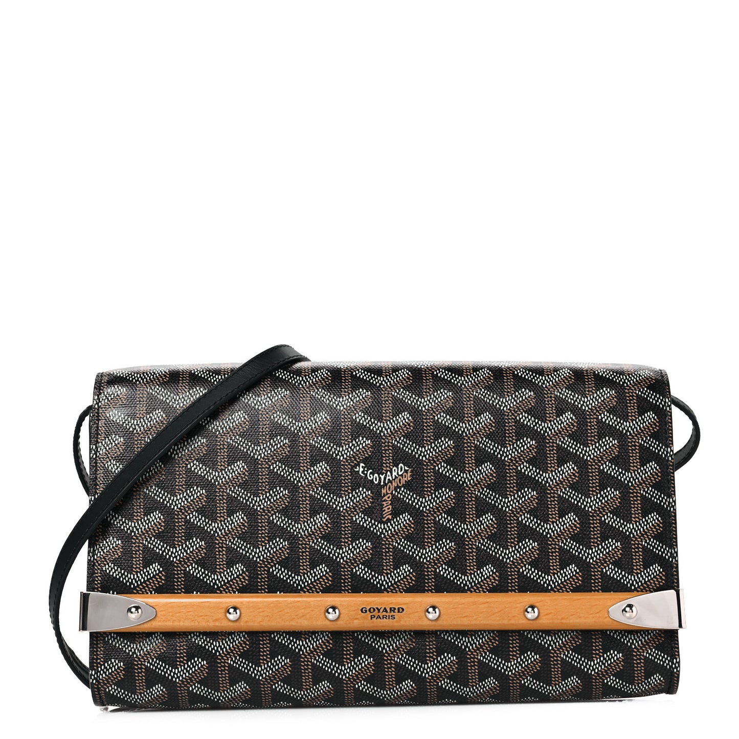 Goyardine Monte Carlo Bois Clutch With Strap Black