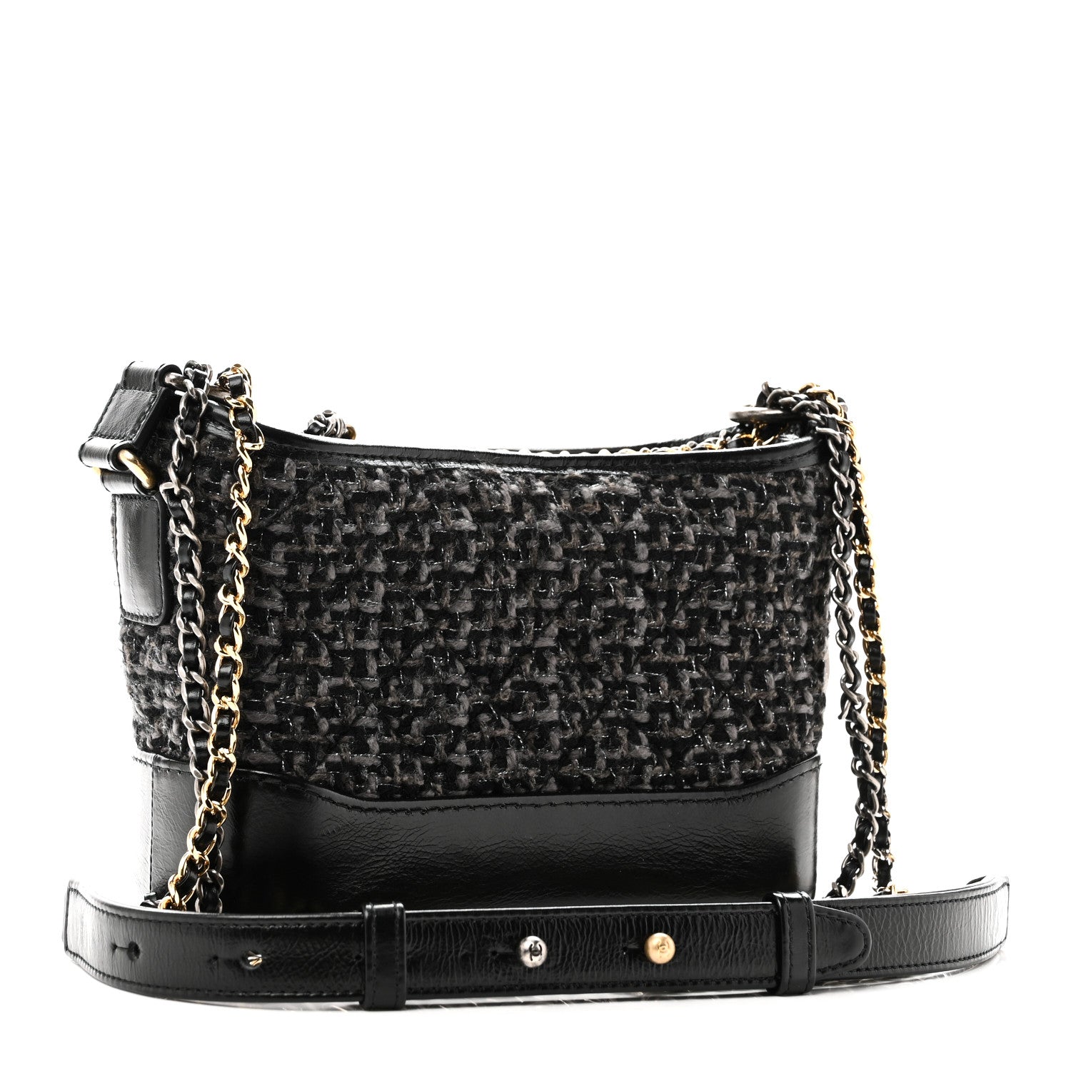 Chanel Tweed Calfskin Small Gabrielle Hobo Black 3 of 10