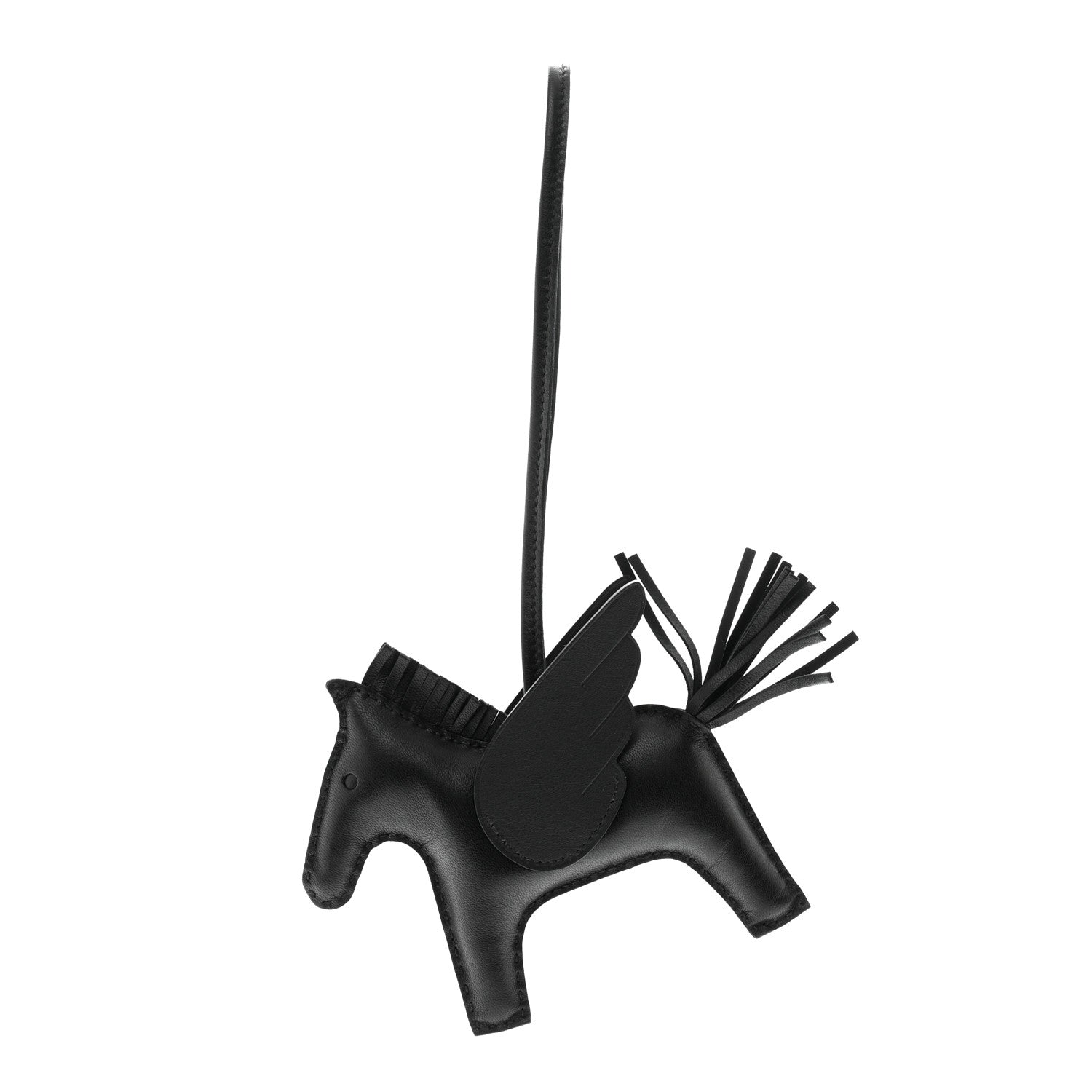 Hermes Milo Lambskin Grigri Rodeo Pegase Horse Bag Charm MM So Black 1 of 5