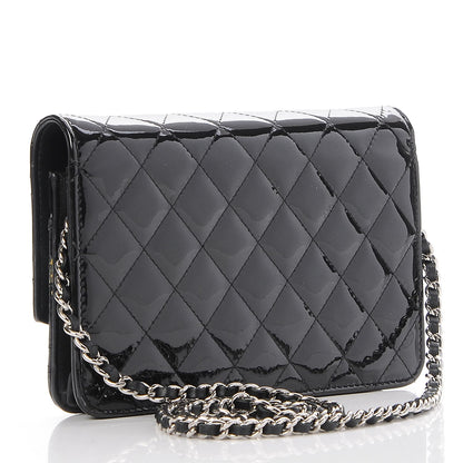 Chanel Patent Quilted Brilliant Wallet On Chain WOC Black 3 of 9