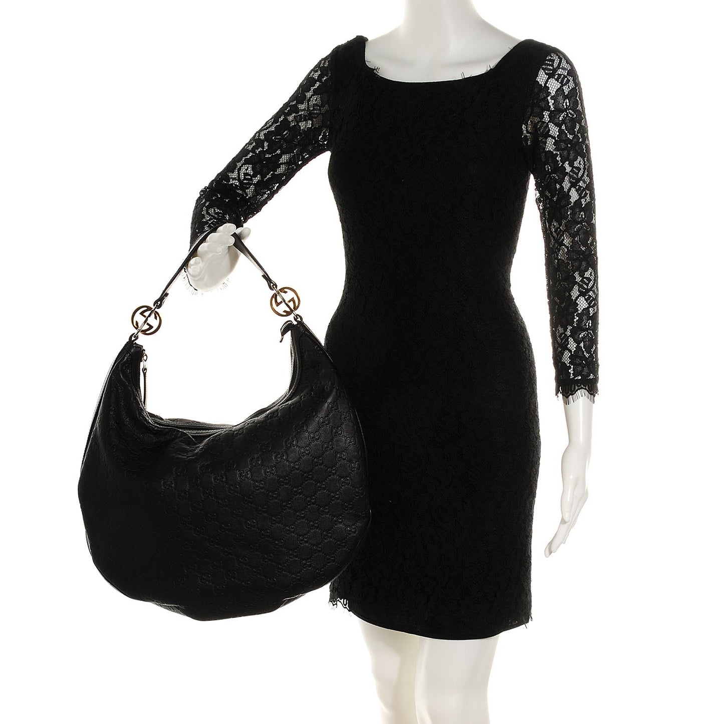 Guccissima GG Twins Large Hobo Black