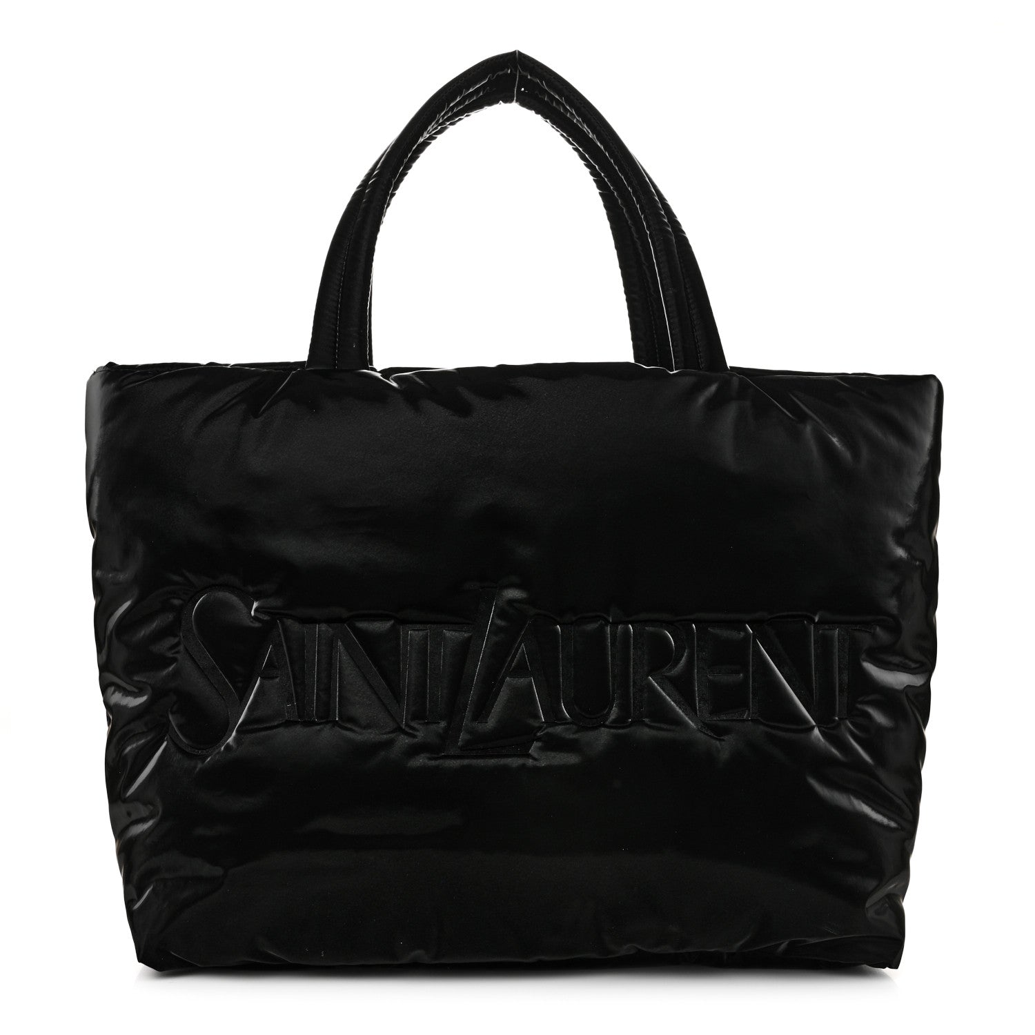 Saint Laurent Silktech Canvas Wide Puffer Tote Black 1 of 10