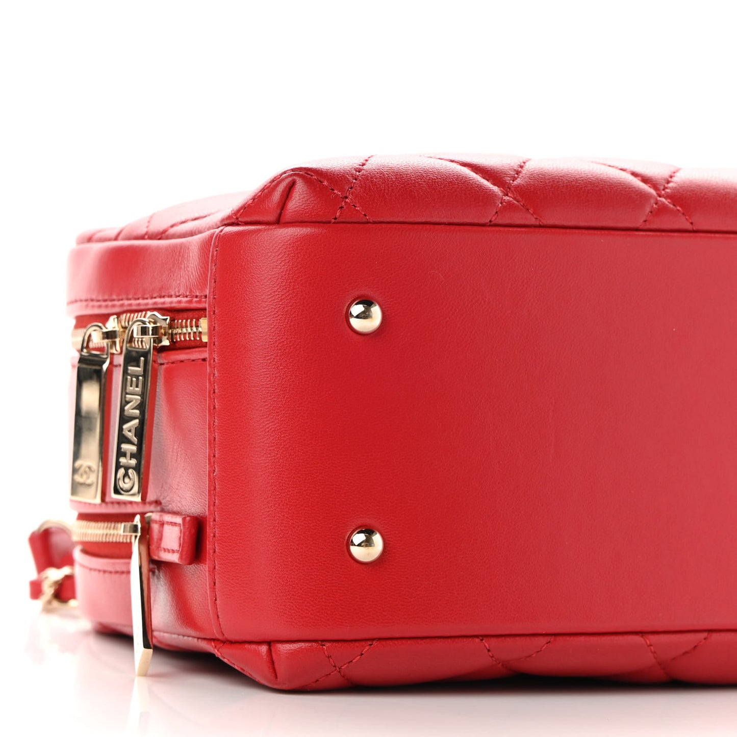 Lambskin Quilted Small Trendy CC Bowling Bag Red