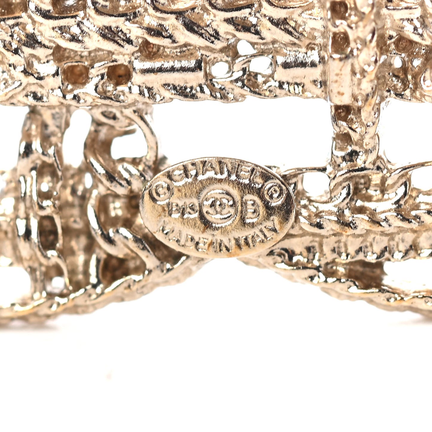 Chain CC Brooch Pin Light Gold