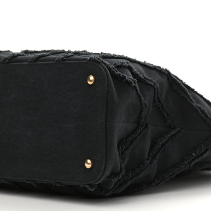 Chanel Canvas Chevron Cuba Patchwork Shopper Tote Black 10 of 10