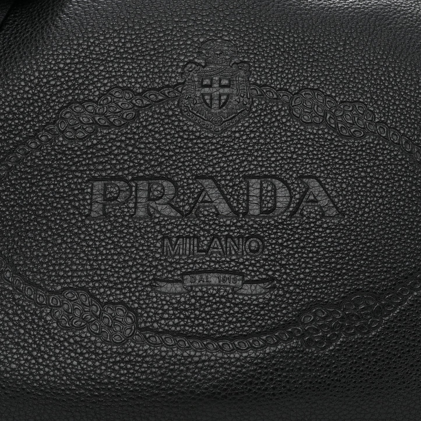 Vitello Daino Embossed Logo Flap Shoulder Bag Black