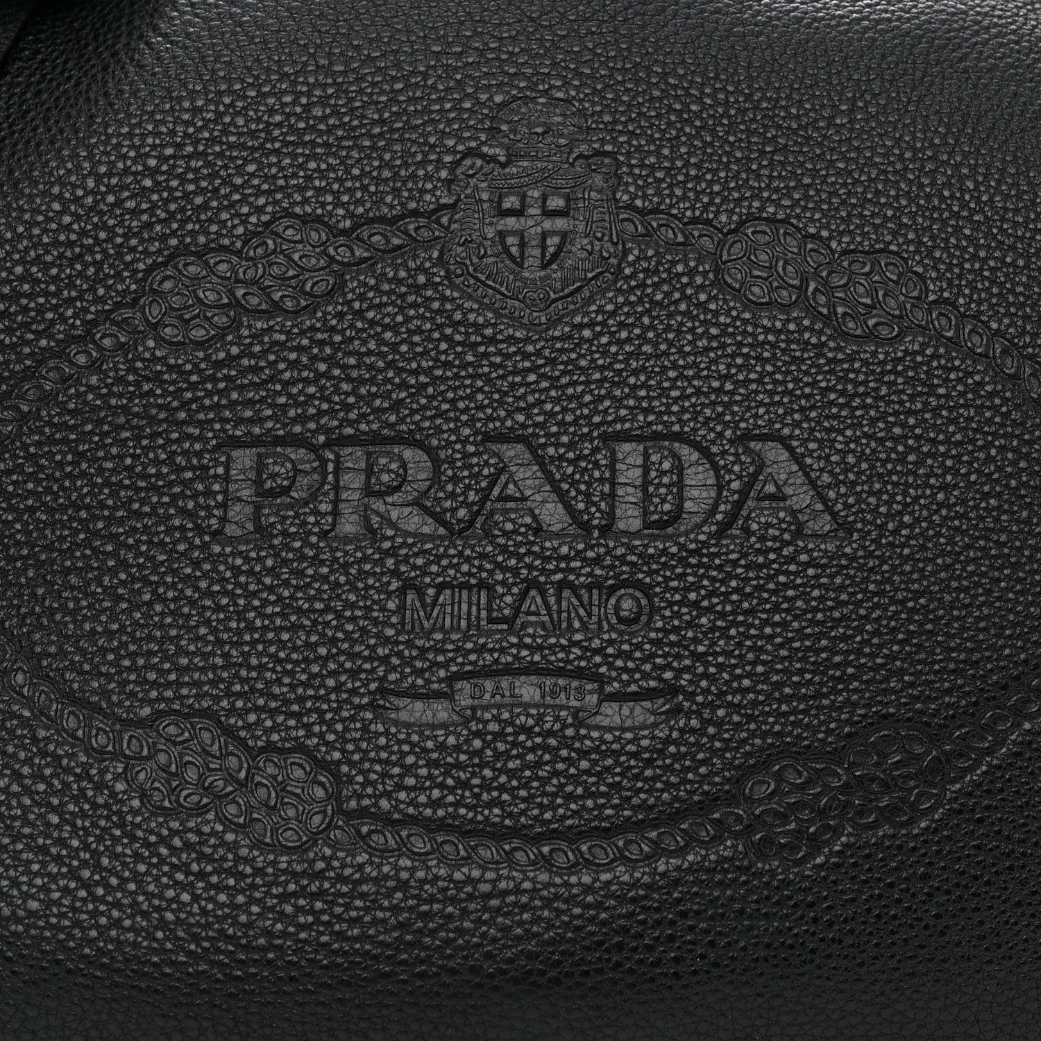 Prada Vitello Daino Embossed Logo Flap Shoulder Bag Black 9 of 12