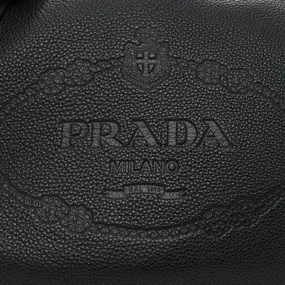 Prada Vitello Daino Embossed Logo Flap Shoulder Bag Black 9 of 12