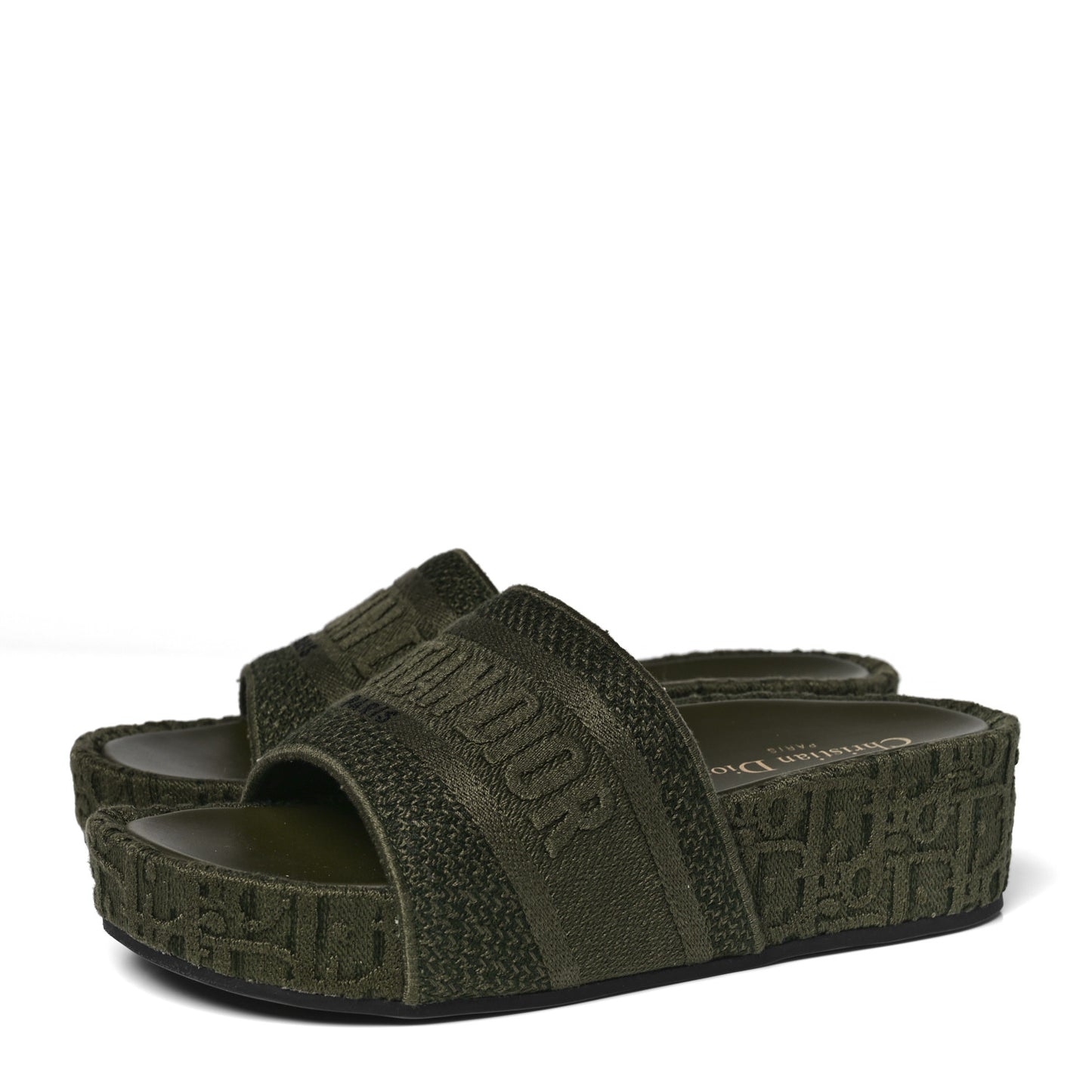 Oblique Denim D-Way Platform Sandal 37 Kaki