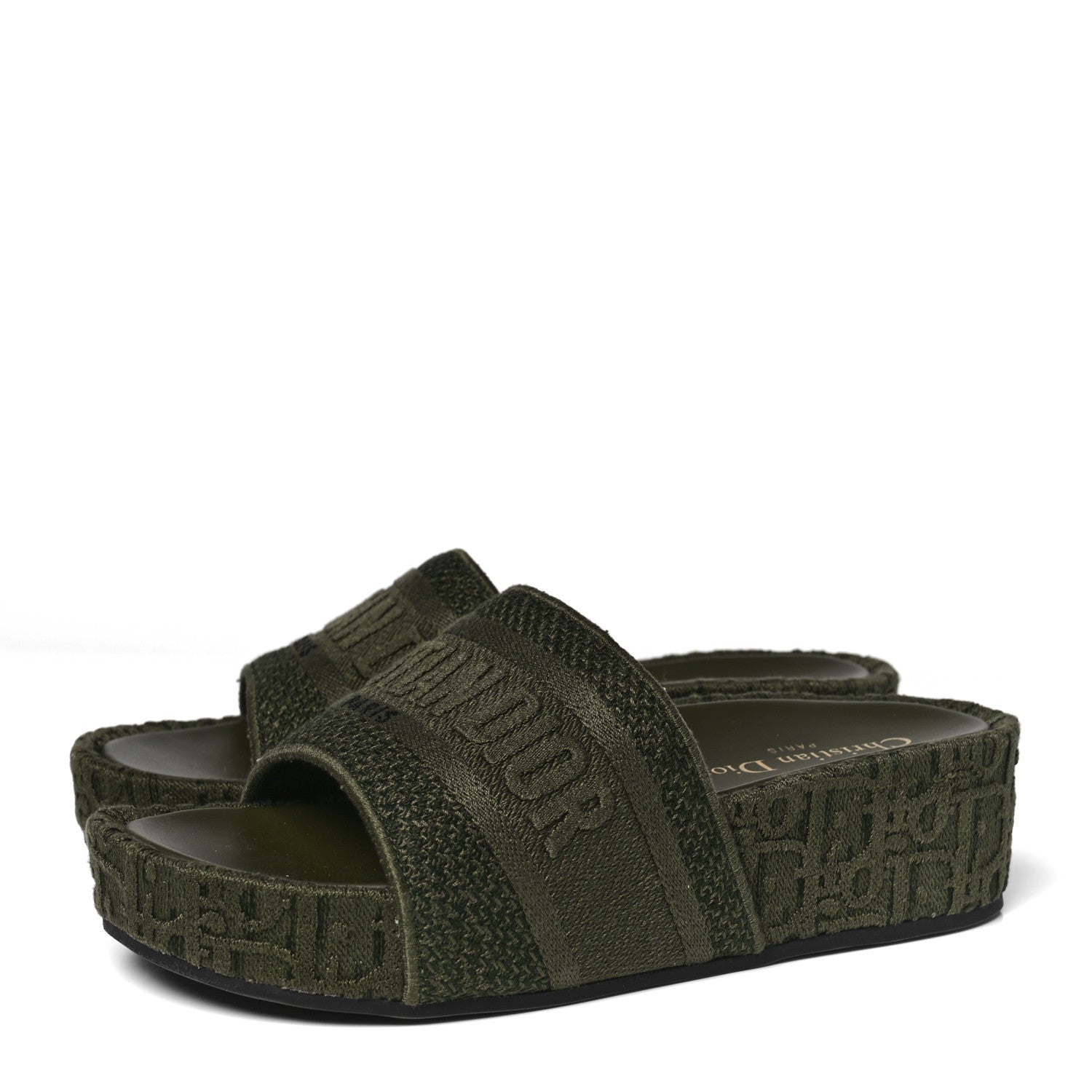 Christian Dior Oblique Denim D-Way Platform Sandal 37 Kaki 3 of 6