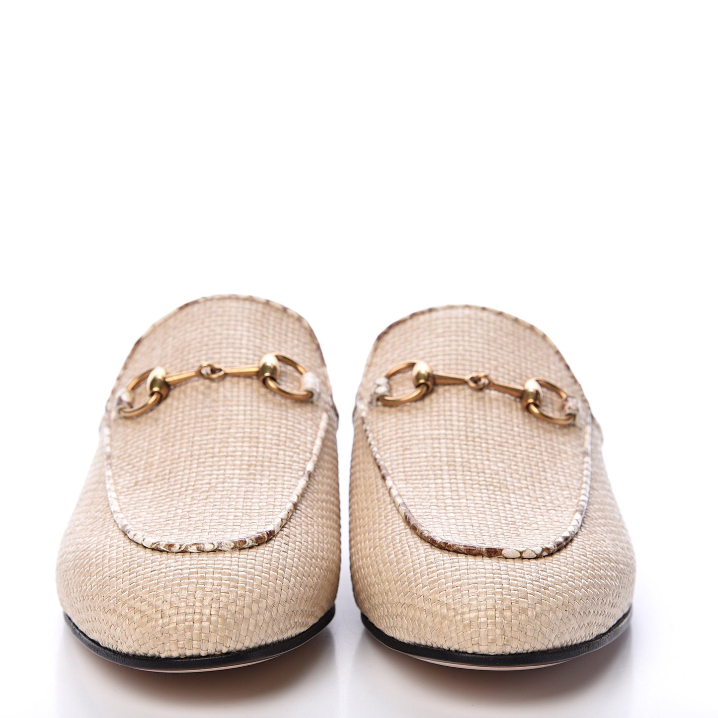 Straw Elaphe Womens Princetown Slippers 36.5 Natural Cream Brown