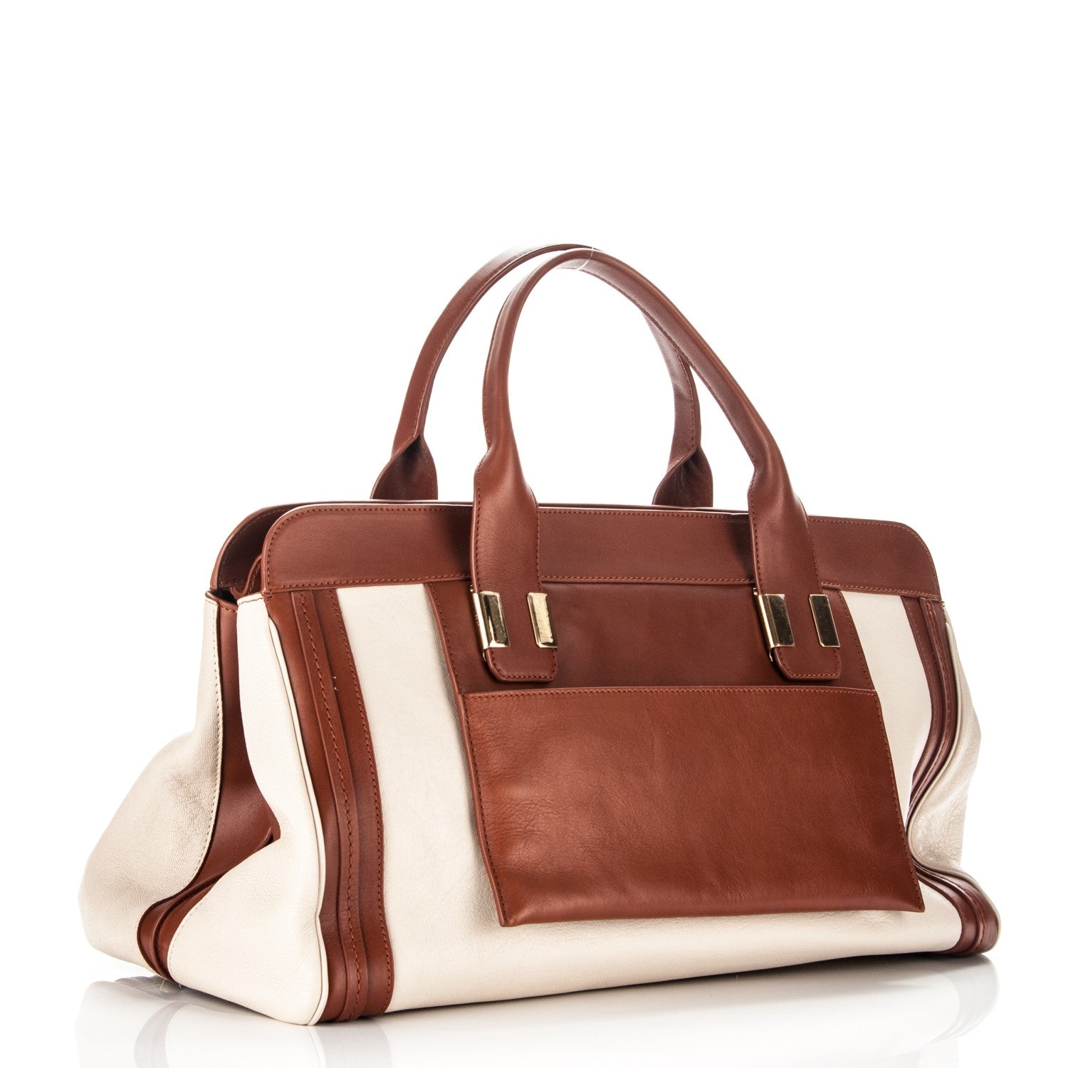 Chloe Calfskin Large Alice Satchel Husky White 3 of 8