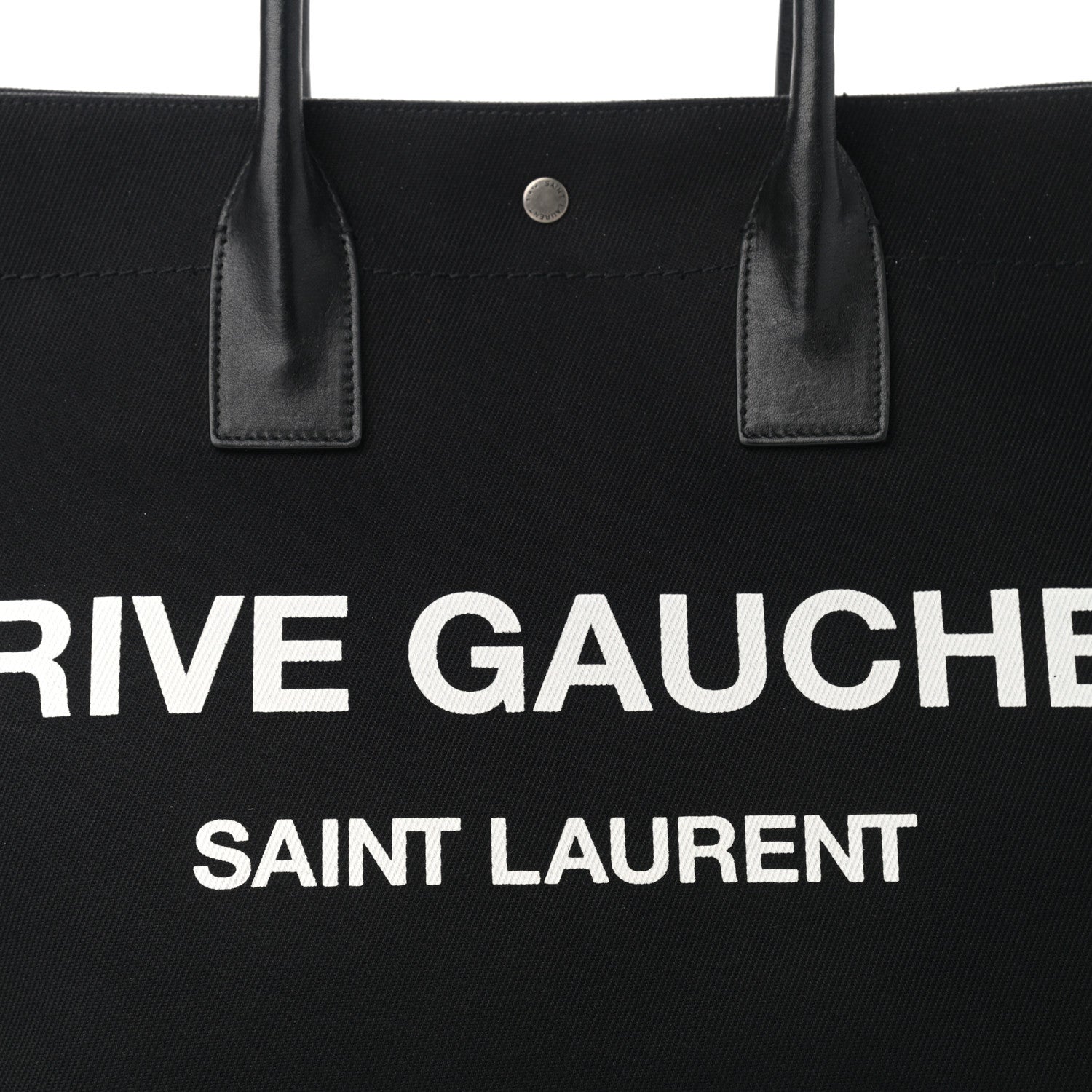 Saint Laurent Linen Calfskin Rive Gauche Tote Black 7 of 13