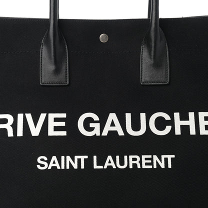 Saint Laurent Linen Calfskin Rive Gauche Tote Black 7 of 13