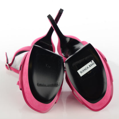 Saint Laurent Suede Classic Tribute 105 Platform Sandals 36 Fuchsia 5 of 8