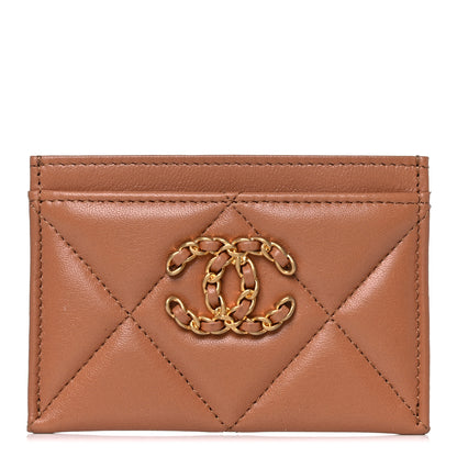 Chanel Lambskin Quilted Chanel 19 Card Holder Brown 1 of 9