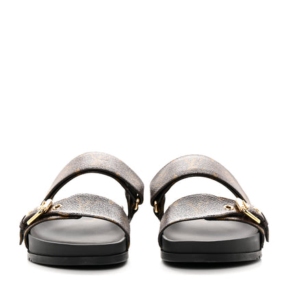 Louis Vuitton Monogram Bom Dia Mule Sandals 37 Black 2 of 10