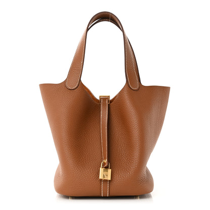 Hermes Taurillon Clemence Picotin Lock 22 MM Gold 1 of 10