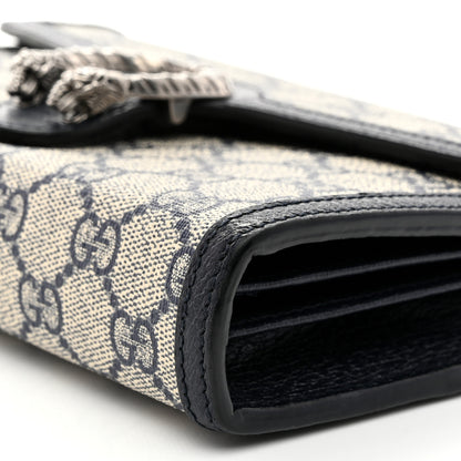 Gucci GG Supreme Monogram Textured Dollar Calfskin Mini Dionysus Chain Wallet Beige Blue 10 of 10