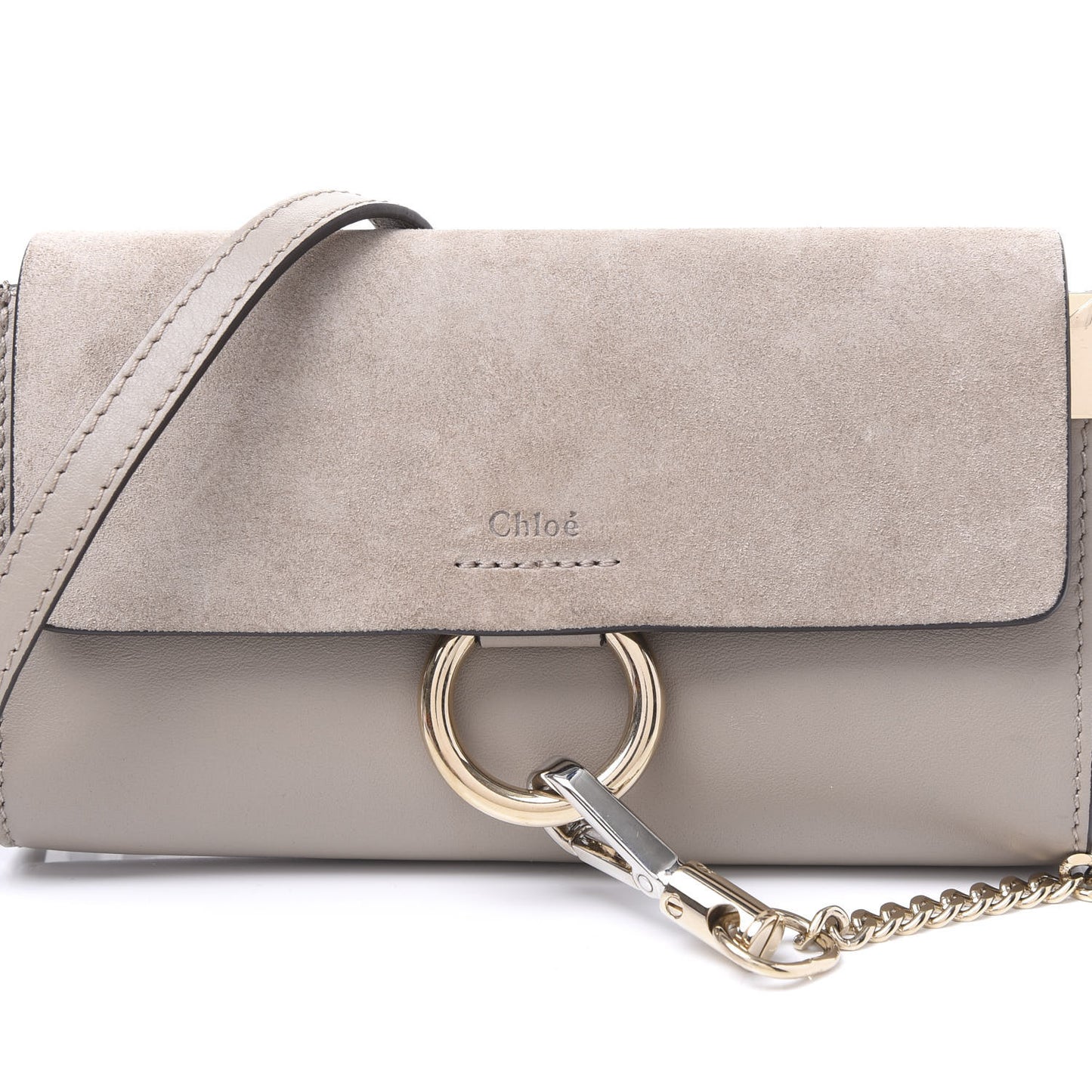 Suede Calfskin Mini Faye Shoulder Bag Motty Grey